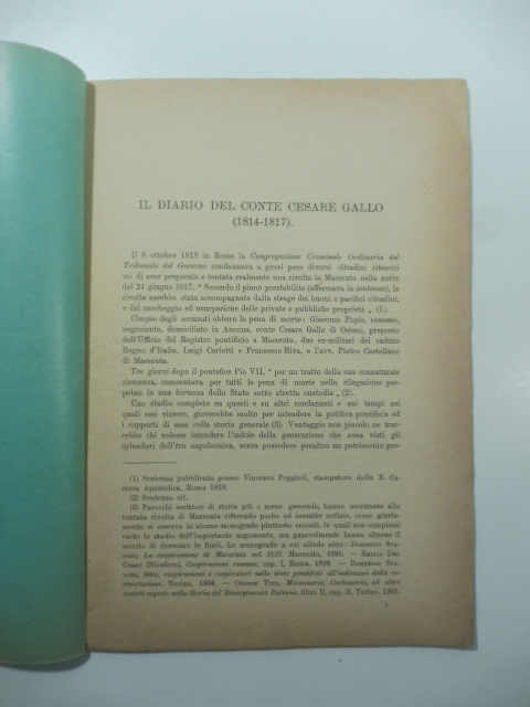 Il diario del conte Cesare Gallo (1814-1817)